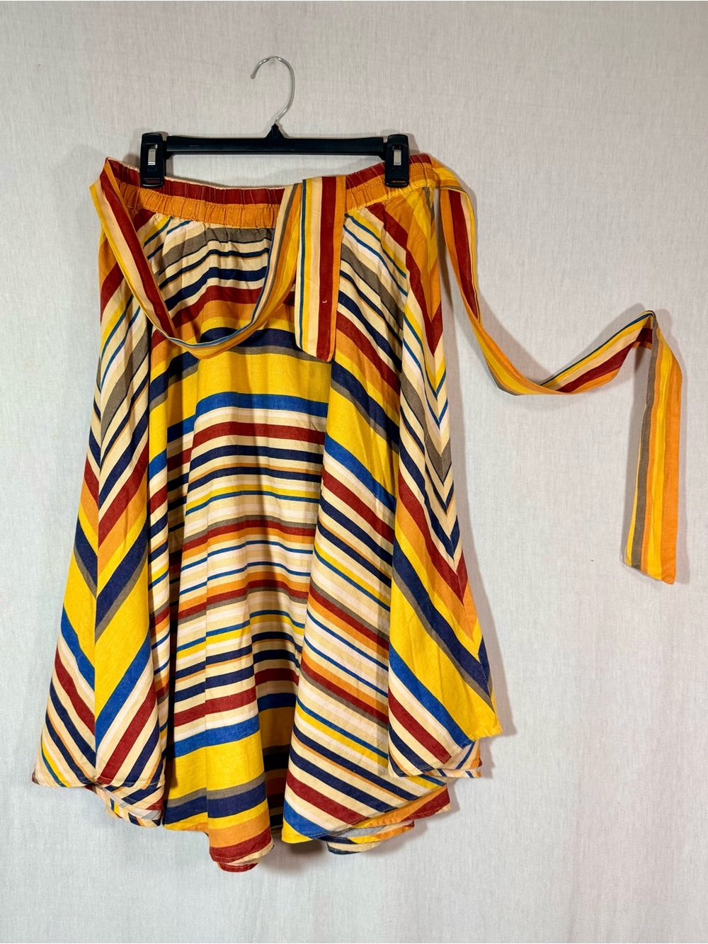 Flint & Moss size M 100% cotton Striped Yellow Multi-Color A-Line Skirt